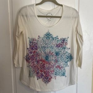 Lucky Brand 3/4 sleeved off white/cream top